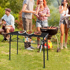 Folding Camping Table with Storage Net,3ft Portable Aluminum Picnic Table with 3 Adjustable Height Max 27.3 Inch for Outdoor Backyard BBQ Camp Cooking Tents Beach Indoor Bedroom（Black）