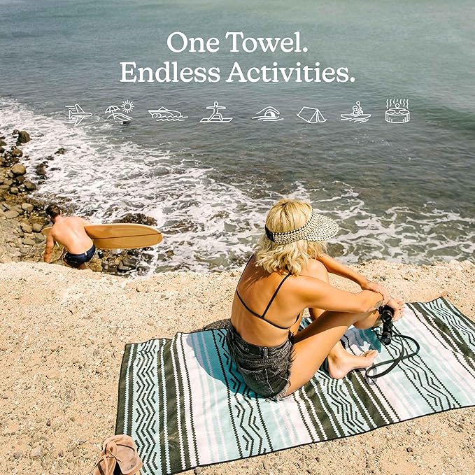 Nomadix Original Towel - Perfect for Beach, Pool, Travel, Camping, Yoga - Made with Recycled Materials - Super Absorbent - Sand Resistant - Baja Aqua - 72.5x30