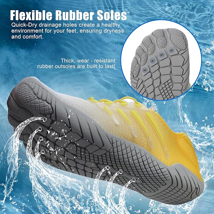 Water Shoes for Men Women, Quick-Dry Barefoot Aquashoes for Beach Swim, Water Sports Like Surf Kayak Yoga, Water Park