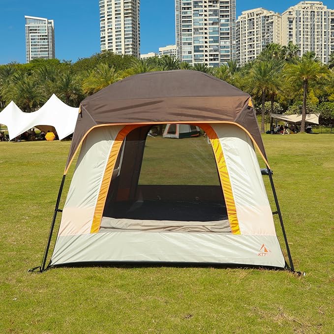 KTT Large Tent 6-12 Person,Family Cabin Tents,Straight Wall,3 Doors and 3 Windows with Mesh,Waterproof,Big Tent for Outdoor,Picnic,Camping,Family,Friends Gathering.