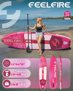 Feelfire11'x34” Extra Wide Inflatable Paddleboard, Stand-up Paddle Board for Adults, 420lb Capacity for Yoga/Fishing/Family, EVA Deck, US Fin, High-Pressure Pump, Storage Backpack, Safety Leash