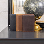 Polare Slim RFID Blocking Leather Passport Holder Travel Bifold Wallet For Men (Dark Brown with AirTag Slot)