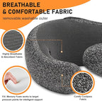 Travel Pillow - Hooded Neck Pillow Airplane Memory Foam Filling for Plane, Office, Cars Sleeping, Road Trip, Long Flights, Airplane Travel Essentials, Includes Eye Mask & Earplugs (Full Blue)