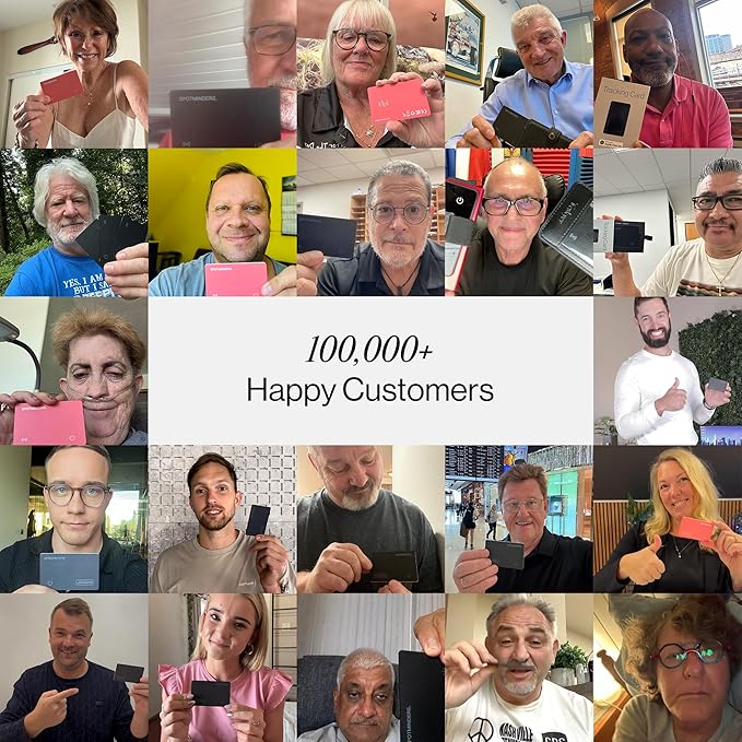 SPOTMINDERS Apple MFi Certified Wallet Tracker for Valentines Day Gifts for Women (iOS Only) Works with Apple Find My IP68 Rechargeable Tracking Card 0.07in Slim iPhone Item Finder for Luggage, Purse