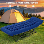 JEAREY Camping Cot for Sleeping 28" Extra Wide, Heavy-Duty 1200D Oxford Foliding Cots for Adults Portable with Mattress, Carry Bag for Guest, Travel, Hiking, Navy