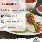 MOUNTAIN ESSENTIALS Freeze-Dried Ground Beef – Pre-Cooked and Ready-to-Eat Hamburger Meat | Everyday Meal Prep, Emergency Food Supply, Camping and Survival Food | 10 Servings per Pouch | Made in USA | 7-Year Shelf Life | Pack of 1