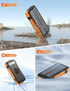 Solar Charger Power Bank, 40000mAh Wireless Portable Charger QC3.0 PD 20W Fast Charging with USB-C in/Output, External Battery Pack with Dual Flashlights Hiking Camping Essential