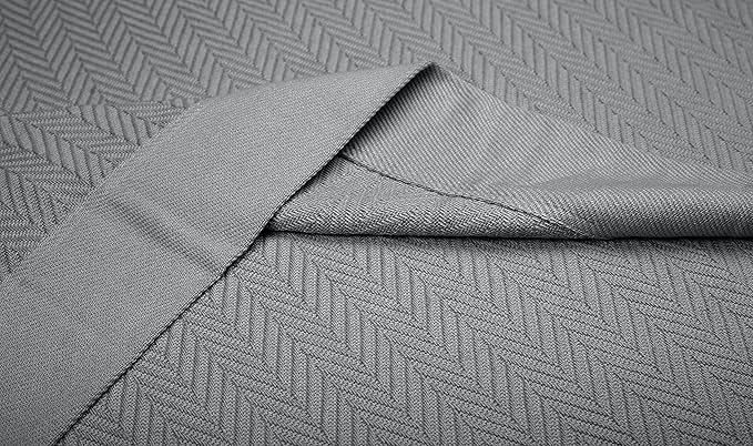 Threadmill Luxury Cotton Blankets for Queen Size Bed | All-Season 100% Cotton Queen Size Blanket | Herringbone Cozy, Soft Breathable Fall Thermal Blanket fits Full Size Bed | Dark Grey