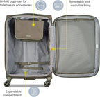 DELSEY PARIS Helium DLX Softside Expandable Luggage with Spinner Wheels, Navy Blue, Checked-Large 29 Inch