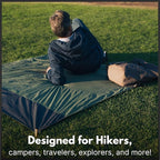 ECCOSOPHY Sand Proof Beach Blanket - Waterproof Picnic Blanket 60x55-Outdoor Compact Pocket Blanket-Lightweight Ground Cover for Hiking, Camping, Festivals, Sports, Travel-with Bag & Stakes (Olive)