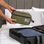 PAVILIA Tactical Toiletry Bag for Men, Travel Hygiene Bag, Military Gear Dopp Kit, Water Resist Molle Accessories Pouch, Mens Shaving Essentials, Gym Bathroom Shower Small Toiletries Tool EDC, Olive