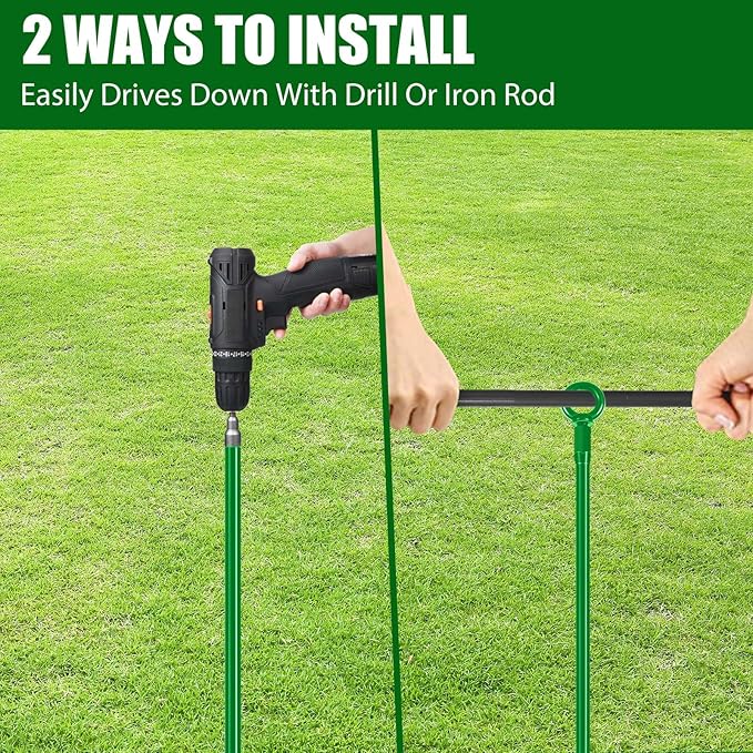 Lasnten 6 Pcs 30 Inch Heavy Duty Ground Anchor Spiral Blade Earth Anchor Kit Metal Anchor Hook Beach Sand Stakes Camping for Securing Animals, Shelters, Tents, Canopies (Green)