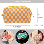 PAZIMIIK Checkered Makeup Bag for Purse Portable Zipper Make Up Pouch Small Cosmetic Case for Travel Accessories (Orange)