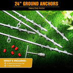 Hiboom Ground Anchor Screw Heavy Duty Earth Anchors Tent Stakes for High Wind with T Handle Hex Wrench Trampoline Hook Ground Stakes for Camping Canopies Car Ports Sheds