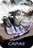 CAPAS Snorkel Mask Fins Set, Travel Size Snorkeling Gear for Adults with Adjustable Fins, Diving Mask and Dry Top Snorkel, Come with a Carrying Bag