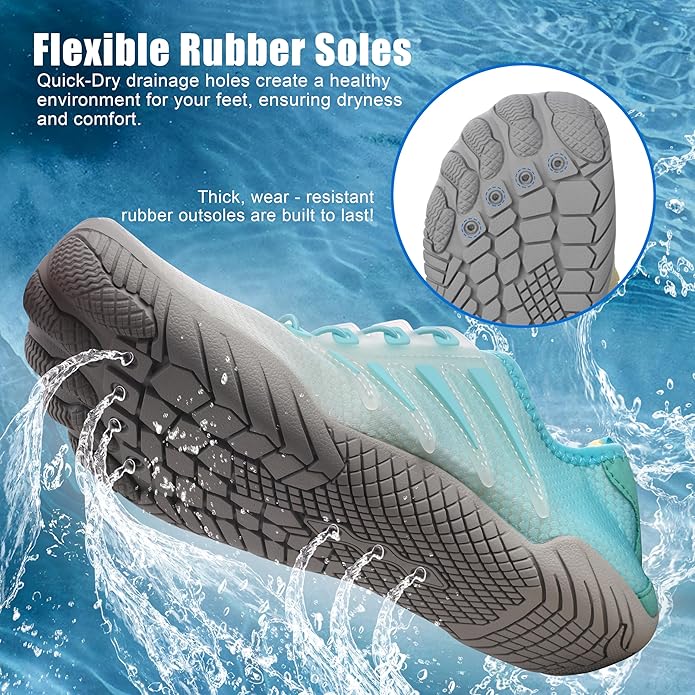 Water Shoes for Men Women, Quick-Dry Barefoot Aquashoes for Beach Swim, Water Sports Like Surf Kayak Yoga, Water Park