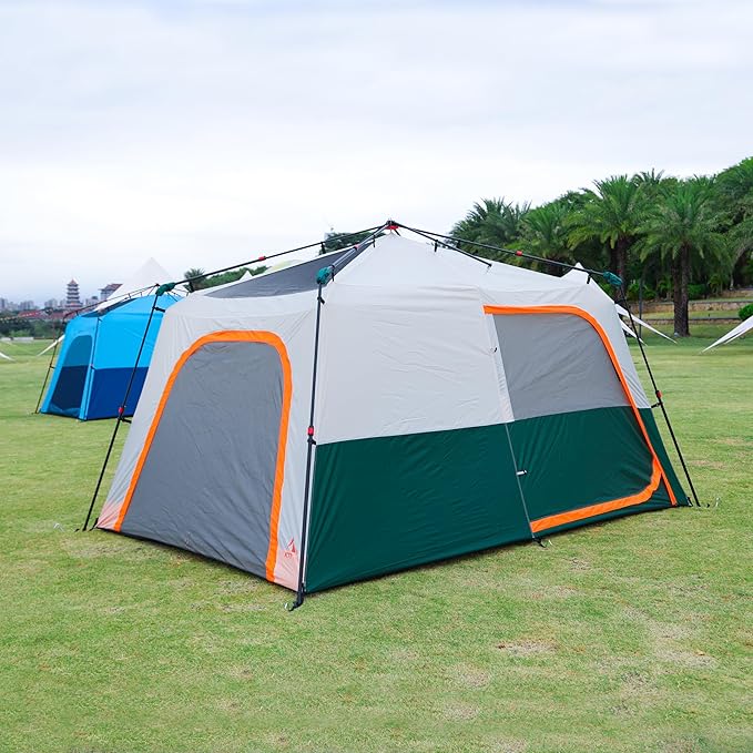 KTT Instant Tent 6 Person(B),Large Family Cabin Tents,Automatic Tent Build Quickly in 60S,2 Rooms,2 Top Windows,3 Doors and 3 Windows with Mesh,Waterproof,Big Tents for Outdoor,Picnic,Camping.