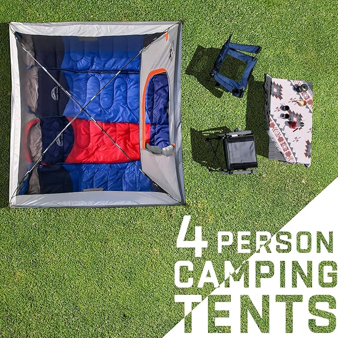 Happy Travel Camping Tent, 4/6 Person Dome Tents for Camping with Rainfly, Waterproof Clip Easy Setup Portable Family Tent with Mesh Windows, 20% More Headroom Backpacking Tents for Camping & Hiking