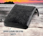 Passport Wallet - Travel Document Holder w/RFID Blocking – Full Grain Leather – Bifold compact zip around Wallet with Credit Card Slots for Women and Men,500-80