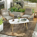 WOHOMO Folding Coffee Table 39.3'' White Coffee Tables for Living Room Portable Simple Modern Rectangular Center Table for Small Spaces, No Assembly, White-Htp