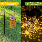 Solar Lanterns Outdoor Hanging Lantern Lights,Sun Moon Metal Decor Lanterns-Waterproof LED Decorative Light for Garden Patio Yard Lawn Backyard Front Porch as Gifts for Mom Grandma Women