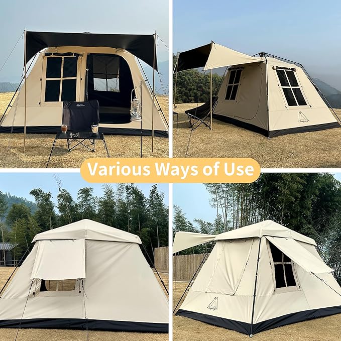 TENPLAY 2-4Person Instant Cabin Tent,Portable Pop Up Tent,One-Touch,Setup with 60s,Spacious Interior,BlackCoating,Waterproof5000mm,Includes Rainfly,Canopy, Blackout Tents for Camping,Hiking,Family