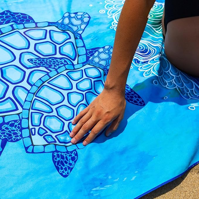 Elite Trend Microfiber Beach Towel for Adults with Bag - Extra Large 78x35 inch Lightweight Sand Free Quick Dry Towel for Travel, Swimming, Yoga, Camping (Sea Turtle)