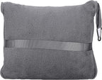 BlueHills 2-Pack Premium Soft Travel Blanket Pillow Airplane Blanket in Soft Bag Pillowcase with Hand Luggage Belt and Backpack Clip, Compact Pack Large Blankets for Any Travel (Grey Gray T013)