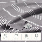 WETCAT Turkish Beach Towel Oversized (38"x71") 100% Turkish Cotton, Made in Turkey - Sand Free, Extra Large, Ultra Soft, Quick Drying, Compact & Lightweight for Travel - Dark Gray