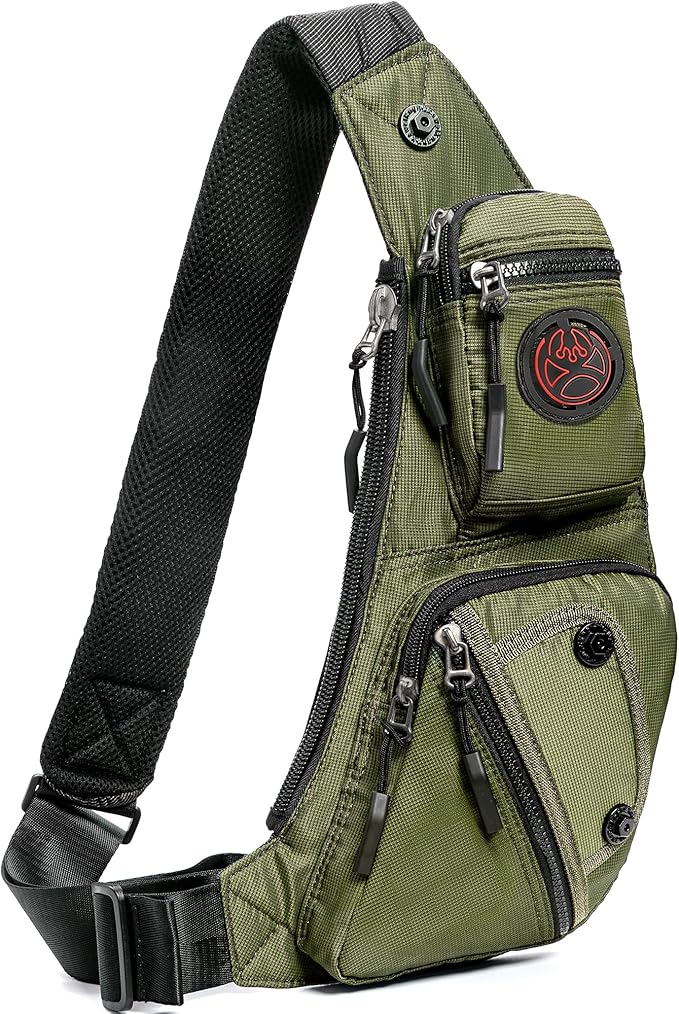 NICGID Sling Bag Chest Shoulder Backpack Crossbody Bags Casual Daypack for Men Women (Army green-2620N)