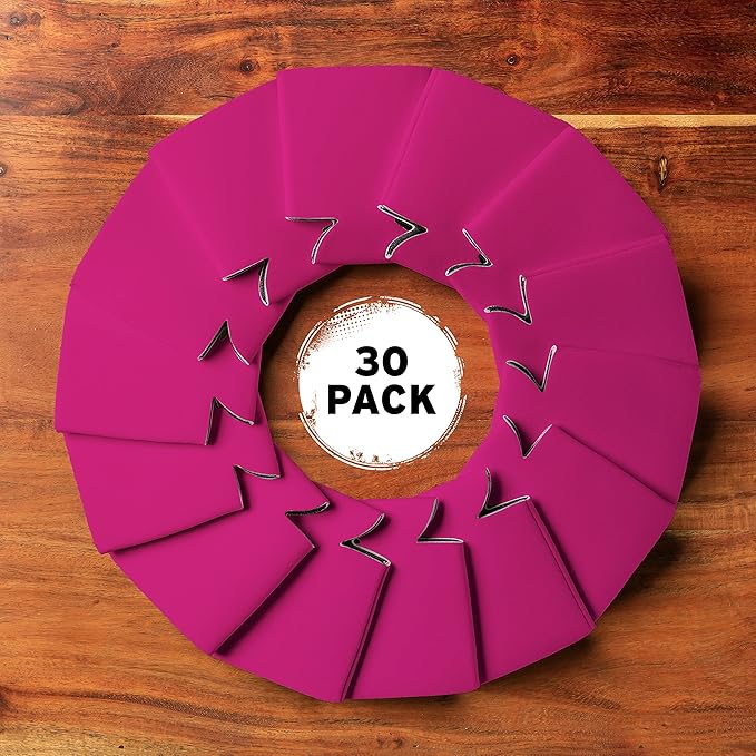 Blank Beer Can Coolers Sleeves (30-Pack) Soft Insulated Beer Can Coolies - HTV Friendly Plain Koolies in Bulk for Beer Cans & Bottles - Coolie Blanks for Vinyl Projects & Wedding Favors (Raspberry)
