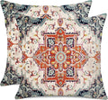 Outdoor Waterproof Pillow Covers 18 x 18 Inch Set of 2 Orange Bohemian Vintage Carpet Pattern Pillow Covers Ethnic Design Decorative Farmhouse Pillow Covers for Couch Garden Balcony, Boho-7