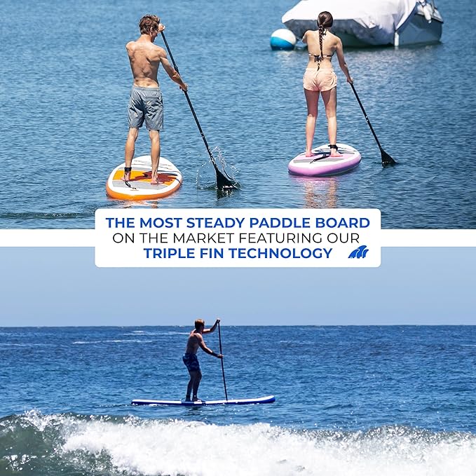 Crew Axel Inflatable Paddle Board 10’33’6” Extra Wide & Lightweight (18lb) Paddle Board – Premium SUP Set Includes 2 Bags, Floating Paddle, Camera Mount, 3 Fins, Dual Pump Kit