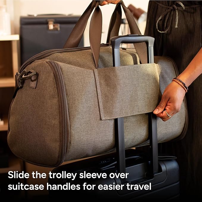 Halfday Convertible 2-in-1 Garment Duffel Weekender Bag 40L: Wrinkle-Free Travel (Hanging Suit Compartment, Shoe Pockets, Trolley Sleeve), Durable & Water-Resistant Carry-on, Shadow