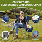 Folding Camping Chair, Heavy Duty Chairs for Adult, Directors Chair, Folding Beach Chair, Oversized Portable Camping Chair with Side Table and Cooler, 400lbs Capacity for Beach, Fishing, Trip, Picnic