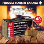 Dextreme Fire Starter Pack of 144/48 Natural Fire Starters Cubes for Campfires, Charcoal, BBQ, Grill Pit, Fireplace, Wood Stoves, Smokers and Camping - Easy to Ignite and Non Toxic… (48 Squares)