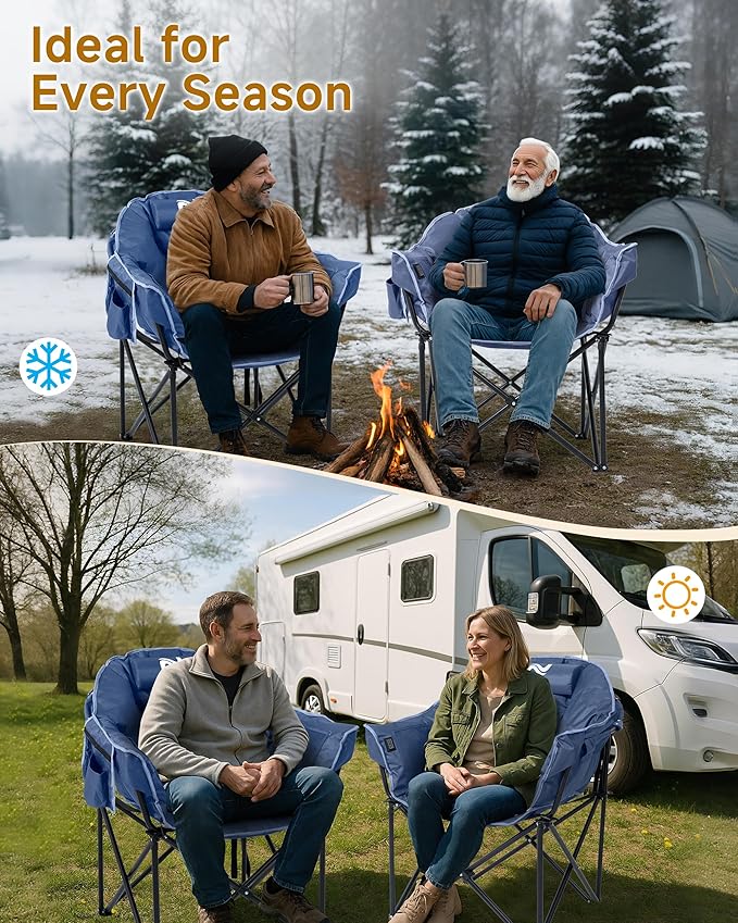 Slsy Heated Camping Chair Oversized, Outdoor Portable Heated Folding Chair, Heavy Duty 500 lbs Support, Padded Seat for Outdoor Sports, Camping, Patio, and Picnics