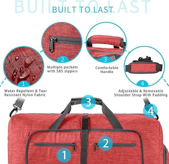 Vomgomfom Travel Duffle Bag for Men,65L 85L 115L Foldable Travel Duffel Bag with Shoes Compartment Overnight Bag for Men Women