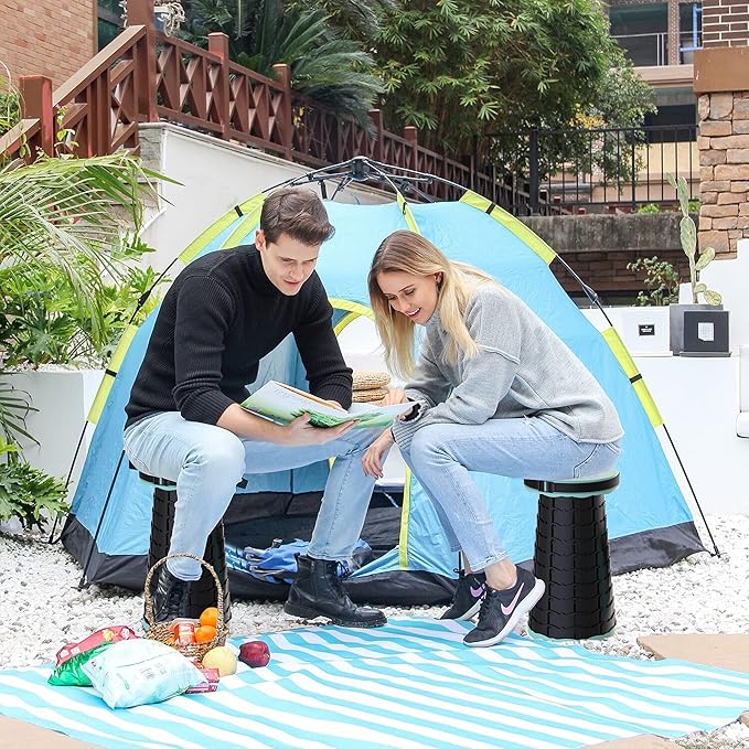 ALEVMOOM Upgraded Folding Stool with Cushion,Portable Collapsible Retractable Stool,Outdoor Chair,Yet More Sturdy Load Capacity 440lbs for Camping Garden Fishing Hiking BBQ with Carry Bag