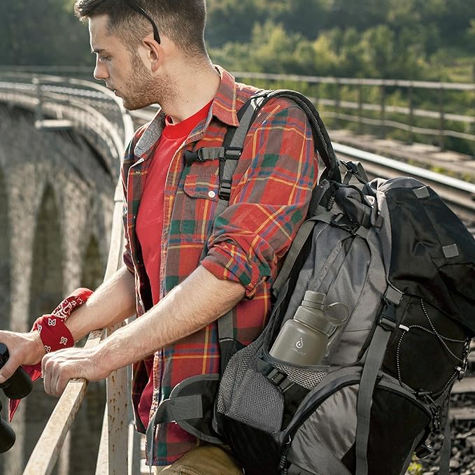 IDEUS Insulated Stainless Steel Water Bottle with 2 Leak-Proof Lids, Thermal Water Flask for Hiking Biking, 32oz, Celadon