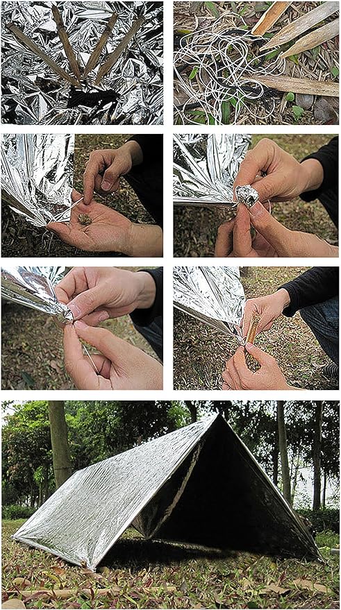 Emergency Foil Blanket Silver (25 Pack), Survival Thermal Mylar Blankets Individually Packaged Perfect for Outdoors, Hiking, Survival, Marathons or First Aid