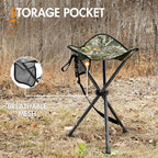 Portal Folding Camping Stool Portable Foldable Tripod Seat for Hiking Hunting Walking Fishing Travel Outdoors with Side Pockets Sturdy Steel Legs Support Up to 225 LBS