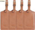 Travelambo Luggage Tags for Suitcases PU Leather Travel Tags Bag Tags Privacy Protection Travel Essentials