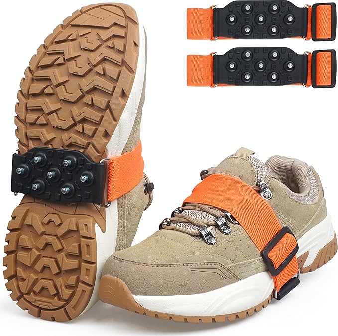 Ice Cleats Mid-Sole Snow Traction Cleats Crampons for Shoes and Boots Easily Rotate Non Slip Ice Grippers Shoes Boots Cleats for Winter Walking on Snow Ice Men Women