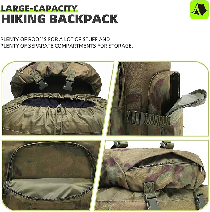 King'sGuard 100L Camping Hiking Backpack Molle Rucksack Military Camping Backpacking Daypack