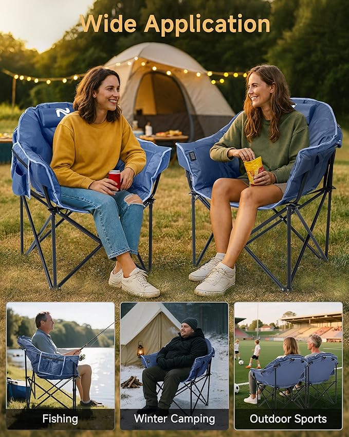 Slsy Heated Camping Chair Oversized, Outdoor Portable Heated Folding Chair, Heavy Duty 500 lbs Support, Padded Seat for Outdoor Sports, Camping, Patio, and Picnics