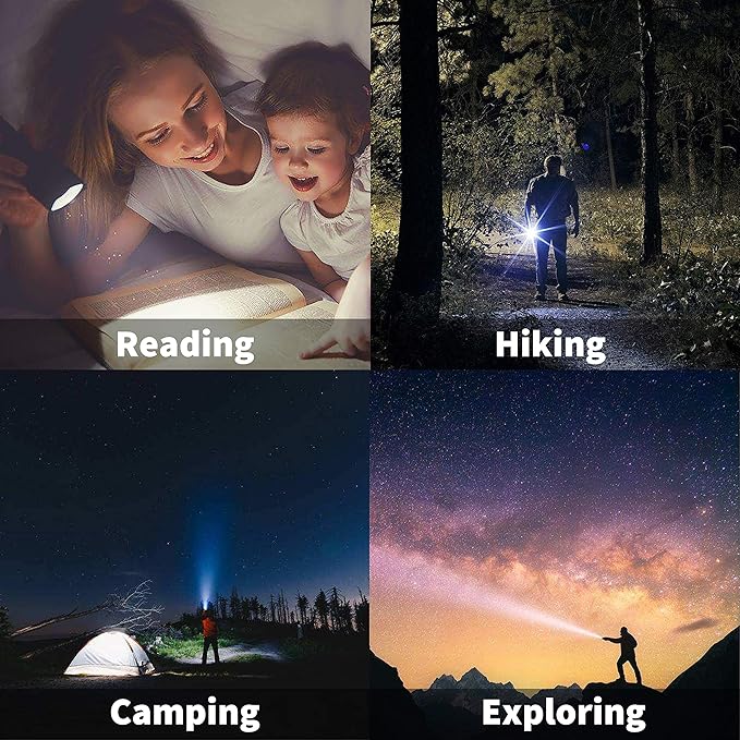 8 Pack LED Emergency Handheld Flashlight, Adjustable Focus, Water Resistant with 5 Modes, Best Tactical Torch for Hurricane, Camping, Dog Walking