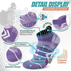 ANTSANG 6 Pairs Merino Wool Ankle Hiking Running Socks Compression Thick Cushion Breathable No Show Socks for Men Women