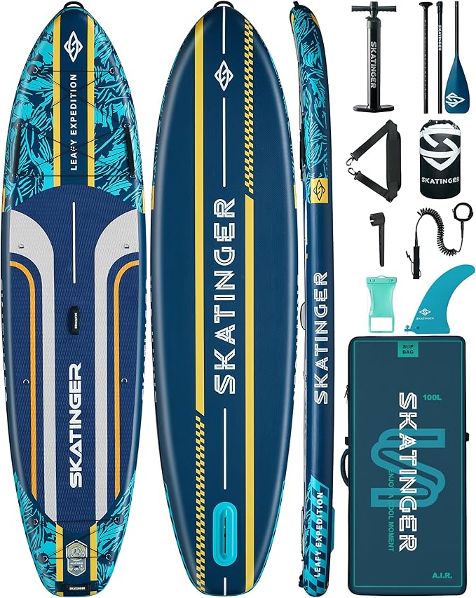 11'6×35" Super Wide Inflatable Paddle Board, Ultra Stable Stand Up Paddleboards for 450lb/3 People/Family/Big Size, Shoulder Strap, 5 Handles, 100L Backpack, All-Round Sup Board, US Fin