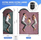 0 Degree Sleeping Bag for Cold Weather,100% Cotton Flannel XXL for Adults Big and Tall Cold Weather Winter Zero Degree Camping,Free Compression Sack